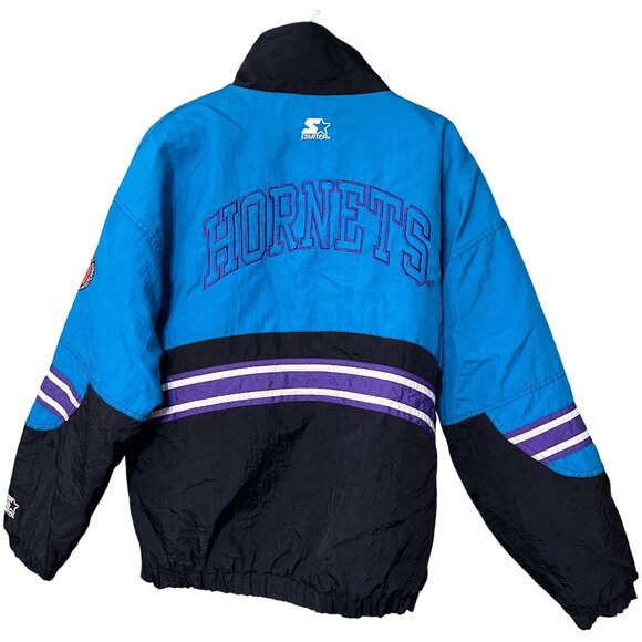 Vintage 1990s Charlotte Hornets Starter Jacket L NBA Pullover Puffer Half-Zip - Picture 3 of 3